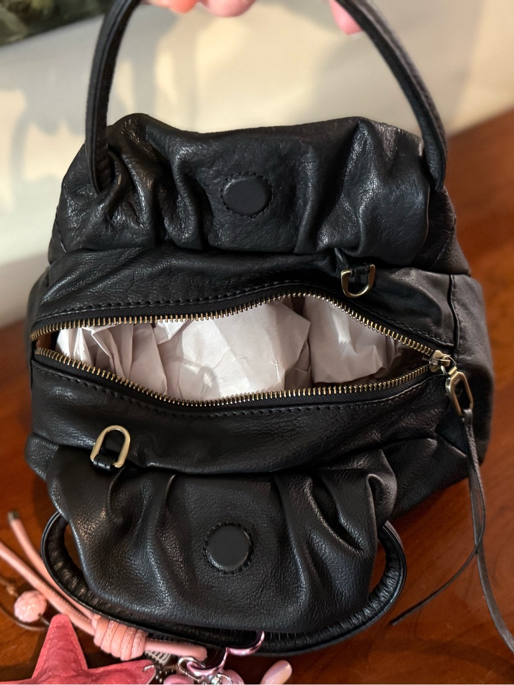 HOBO Mini Darling Satchel Buttery Soft Black Leather Slouchy Dumpling Bag - Picture 7 of 13
